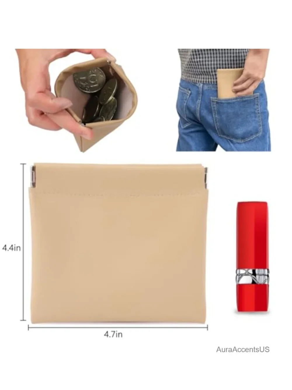 Set of 4 Mini Faux Leather Cosmetic Pouches Travel Makeup Bags Coin Purse